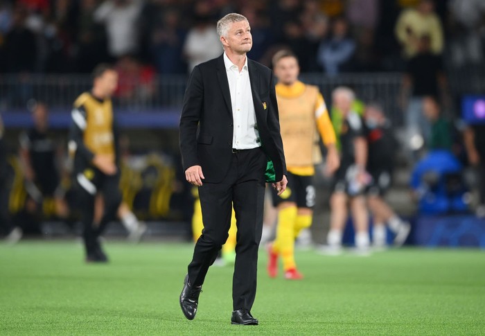 BERN, SWITZERLAND - SEPTEMBER 14: Ole Gunnar Solskjaer, Manager of Manchester United reacts after the UEFA Champions League group F match between BSC Young Boys and Manchester United at Stadion Wankdorf on September 14, 2021 in Bern, Switzerland. (Photo by Matthias Hangst/Getty Images)