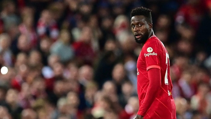 Liverpools Belgium striker Divock Origi leaves with an injury during the UEFA Champions League 1st round Group B football match between Liverpool and AC Milan at Anfield in Liverpool, north west England on September 15, 2021. (Photo by Paul ELLIS / AFP)