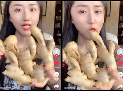 Gokil! TikToker Ini Ngemil Jahe Mentah, Netizen: Kentutnya Jadi Aromatherapy