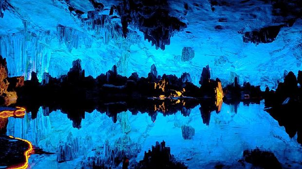 Reed Flute Cave Reed flute cave underground scene in Guilin,China