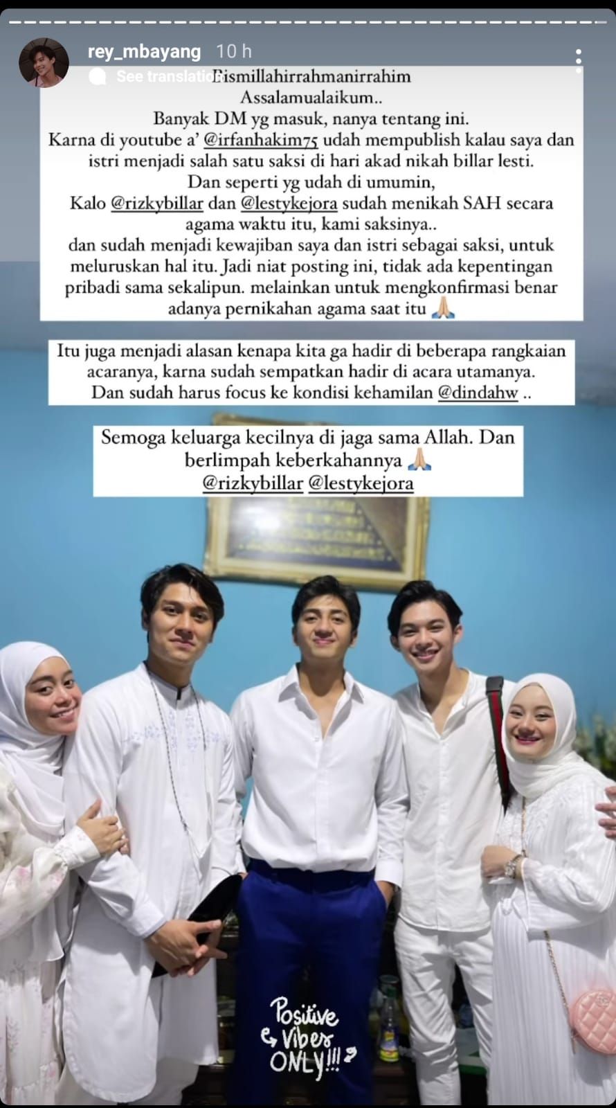 Pengakuan Rey Mbayang menjadi saksi di pernikahan siri Lesti Kejora dan Rizky Billar