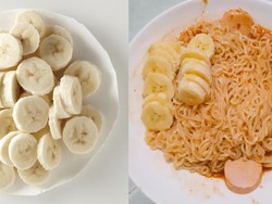Pamer Makan Mie Instan Pedas Campur Pisang, Netizen Jadi Mual