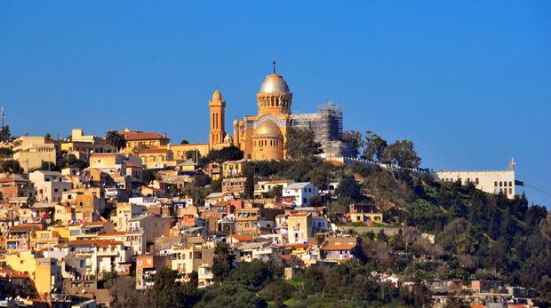 Algiers, Algeria: Our Lady of Africa Catholic basilica, built on the hill above the Bologhine area - designed by Jean Eugene Fromageau, diocesan architect of Algiers - Byzantine style - French colonial architecture