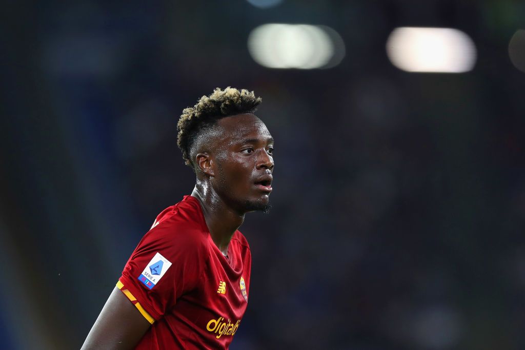 ROME, ITALY - SEPTEMBER 23:  Tammy Abraham of AS Roma looks on during the Serie A match between AS Roma and Udinese Calcio at Stadio Olimpico on September 23, 2021 in Rome, Italy.  (Photo by Paolo Bruno/Getty Images)