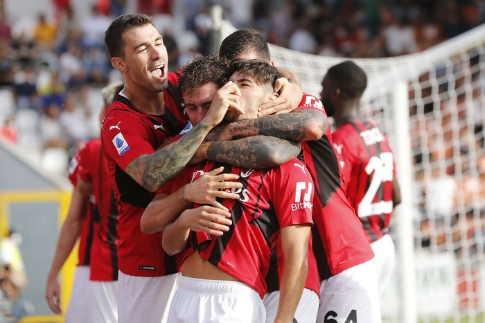 LA SPEZIA, ITALY - SEPTEMBER 25: Brahim Diaz of AC Milan celebrates after scoring a goal during the Serie A match between Spezia Calcio and AC Milan at Stadio Alberto Picco on September 25, 2021 in La Spezia, Italy.  (Photo by Gabriele Maltinti/Getty Images)