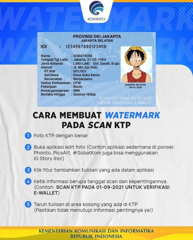 Cara Watermark KTP Secara Digital/Instagram/kemenkominfo Watermark KTP Secara Digital