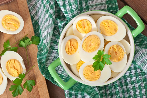 Hard-boiled eggs for snacks on a diet