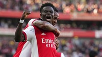 Arsenal lantas menambah gol lagi di menit ke-34. Gol ketiga Arsenal dicetak oleh Saka. 