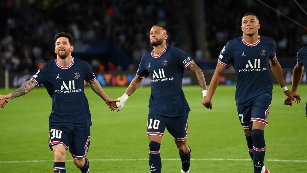 Trio MNM PSG, Messi-Neymar-Mbappe. (Foto: Getty Images/Matthias Hangst)