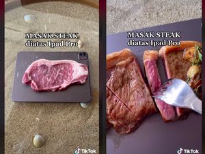 Sultan! Wanita Ini Masak Steak pakai Talenan iPad Pro