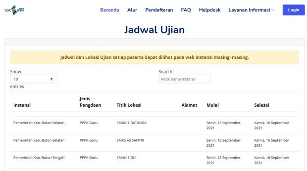Cek jadwal tes CPNS di website / foto: sscasn.bkn.go.id Cek jadwal tes CPNS di website