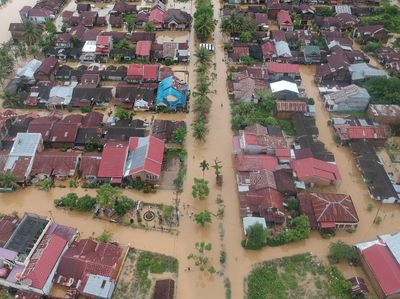 Penampakan dari Udara Banjir yang Merendam Padang Pariaman