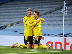 Di Borussia Dortmund, ada Marco Reus (31 tahun) dan Erling Haaland (21 tahun). Haaland bisa jadi belajar cara menjadi pemain loyal seperti Reus (Getty Images)