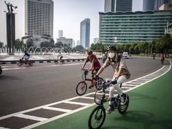 Situasi Bundaran HI Minggu Pagi, Masyarakat Manfaatkan untuk Olahraga