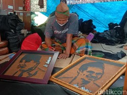 Top! Pria di Kudus Ini Ubah Karung Goni Jadi Siluet Wajah Tokoh Bangsa