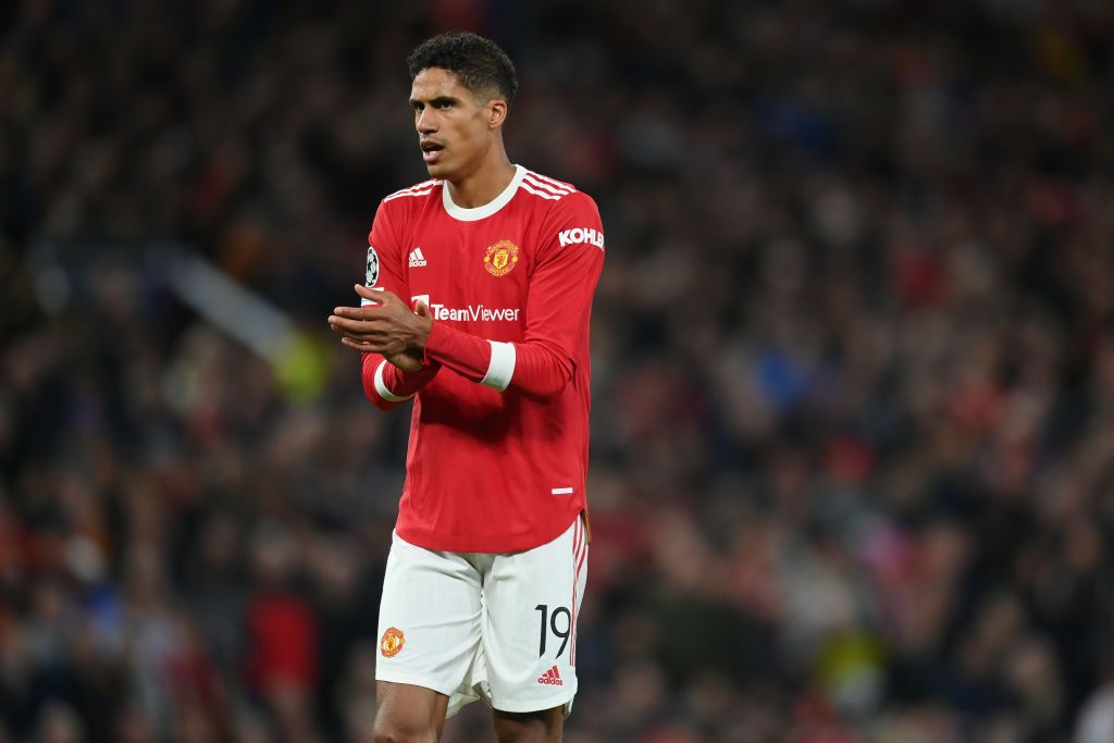 MANCHESTER, ENGLAND - SEPTEMBER 29: Raphael Varane of Manchester United during the UEFA Champions League group F match between Manchester United and Villarreal CF at Old Trafford on September 29, 2021 in Manchester, England. (Photo by Michael Regan/Getty Images)