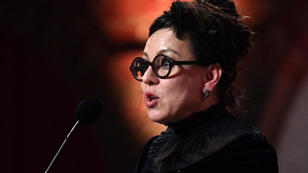 Olga Tokarczuk Polish author and co-laureate of the 2018 Nobel Prize in Literature Olga Tokarczuk gives a speech during a royal banquet to honour the laureates of the Nobel Prize 2019 following the Award ceremony on December 10, 2019 in Stockholm, Sweden. (Photo by Jonathan NACKSTRAND / AFP)
