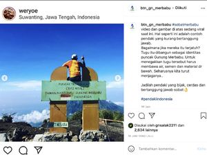 Viral Pendaki Bapak-bapak Joget di Atas Tugu Puncak Gunung Merbabu