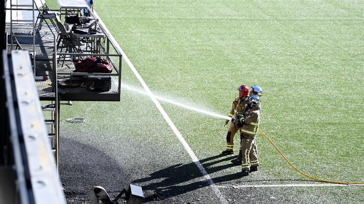 Estadi Nacional yang akan menggelar laga Andorra vs Inggris mengalami kebakaran. (Foto: Getty Images/Michael Regan)