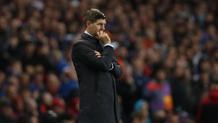 GLASGOW, SCOTLAND - SEPTEMBER 16: Rangers manager Steven Gerrard is seen during the UEFA Europa League group A match between Rangers FC and Olympique Lyon at Ibrox Stadium on September 16, 2021 in Glasgow, Scotland. (Photo by Ian MacNicol/Getty Images)
