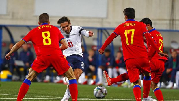 Andorra vs Inggris berakhir untuk kemenangan The Thrree Lions dengan skor 5-0, Minggu (10/10/2021) dini hari WIB
