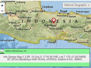 Gempa Darat M 3,3 di Kedalaman 6 Km Terjadi di Tegal