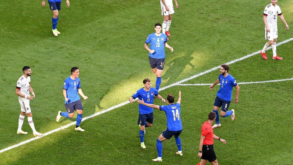 Italia finis ketiga di UEFA Nations League usai kalahkan Belgia 2-1. (Foto: Getty Images/Pool)