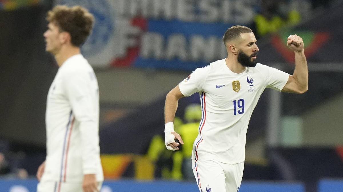 Striker Prancis, Karim Benzema (kanan). (Foto: Luca Bruno/AP)