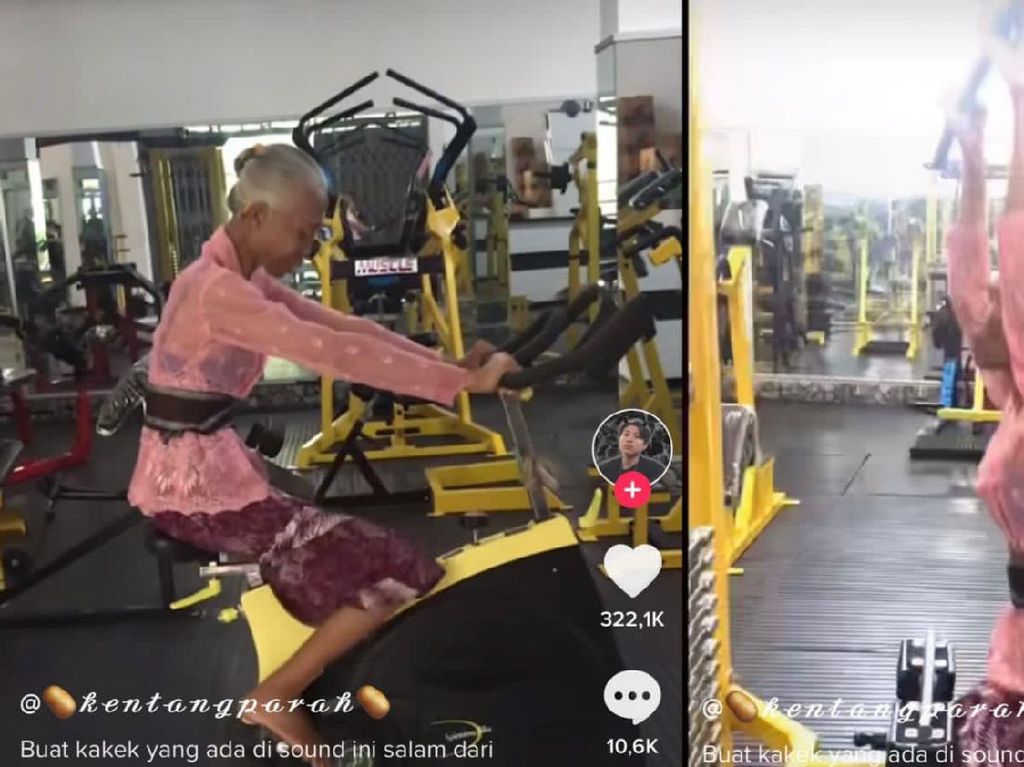 Viral Nenek Nge-gym Pakai Kebaya Bikin Melongo, Nggak Kagok Main Alat!