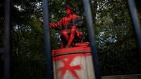 Duh, Patung Christopher Columbus di London Bersimbah Cat Merah