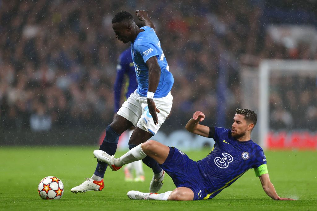 LONDON, ENGLAND - OCTOBER 20: Jorginho of Chelsea celebrates after scoring their team's fourth goal during the UEFA Champions League group H match between Chelsea FC and Malmo FF at Stamford Bridge on October 20, 2021 in London, England. (Photo by Catherine Ivill/Getty Images)