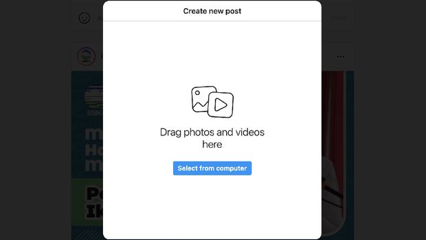 Posting foto Instagram lewat browser PC