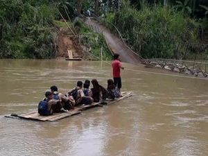 Seminggu Berlalu, Jembatan Gantung Ambruk di Pandeglang Belum Diperbaiki