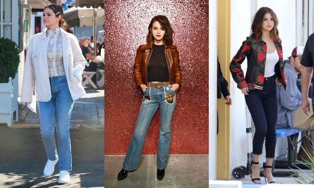 n mix and match jeans ala Selena Gomez