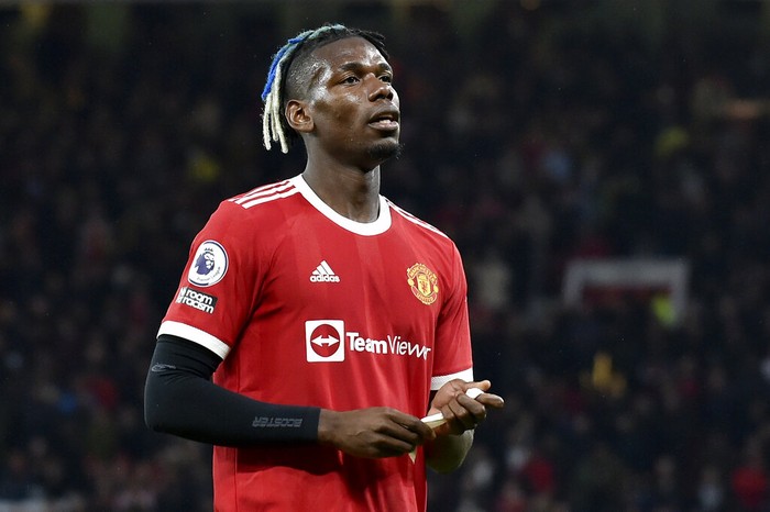 Paul Pogba Manchester United's Paul Pogba leaves the pitch after being shown a red card during the English Premier League soccer match between Manchester United and Liverpool at Old Trafford in Manchester, England, Sunday, Oct. 24, 2021. (AP Photo/Rui Vieira)