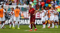 Tahun 2014 di Piala Dunia, Cristiano Ronaldo bersama Timnas Portugal kalah telak 0-4 dari Jerman di fase grup (Getty Images)