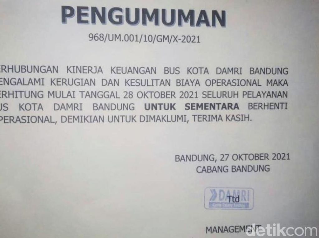 Alasan Damri Setop Operasi di Bandung: Penumpang Seret, Warga Ogah Naik Bus