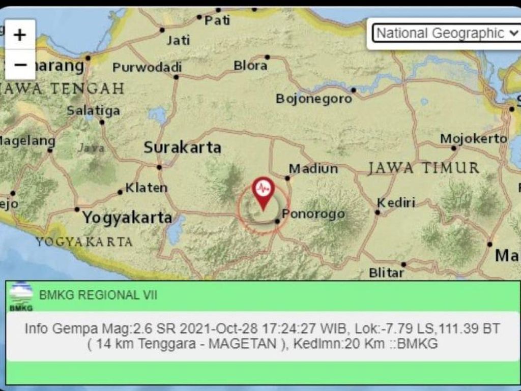 Gempa Darat M 2,6 Guncang Magetan-Ponorogo