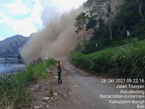Lereng Gunung Abang Longsor Lagi Usai Gempa M 4,8 Bali
