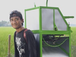 Keren Pisan! Pemuda Ciamis Rakit Alat Perontok Padi Portabel