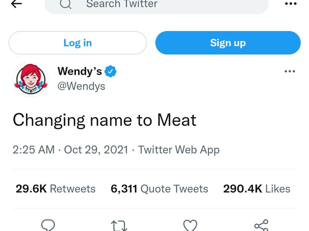 Facebook Ganti Nama Meta, Wendys Ikut Ganti Nama Jadi Meat