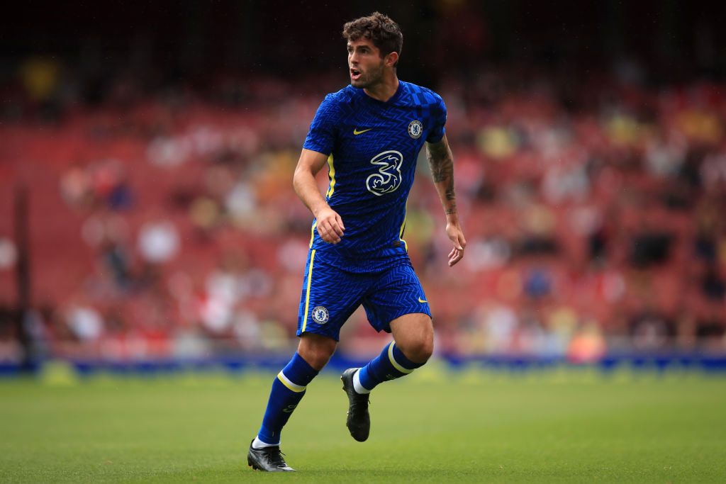 LONDON, ENGLAND - AUGUST 01: Christian Pulisic of Chelsea during the Pre Season Friendly between Arsenal and Chelsea at Emirates Stadium on August 1, 2021 in London, England. (Photo by Marc Atkins/Getty Images)