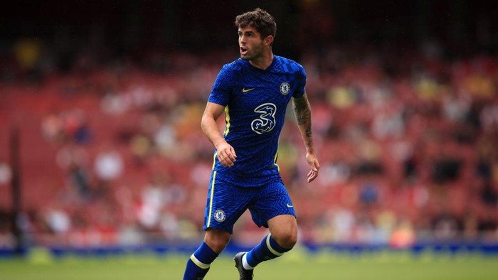 LONDON, ENGLAND - AUGUST 01: Christian Pulisic of Chelsea during the Pre Season Friendly between Arsenal and Chelsea at Emirates Stadium on August 1, 2021 in London, England. (Photo by Marc Atkins/Getty Images)