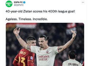40 Tahun 400 Gol, Zlatan Ibrahimovic Bikin Takjub Netizen