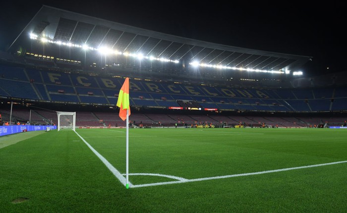 BARCELONA, SPAIN - OCTOBER 30: General view inside the stadium prior to the LaLiga Santander match between FC Barcelona and Deportivo Alaves at Camp Nou on October 30, 2021 in Barcelona, Spain. (Photo by Alex Caparros/Getty Images)