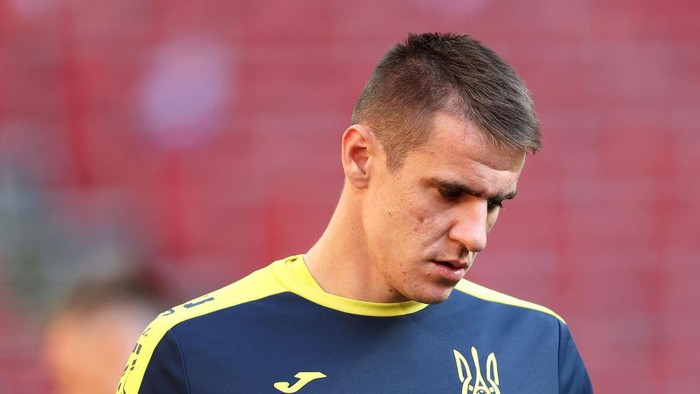 AMSTERDAM, NETHERLANDS - JUNE 12: Artem Besedin of Ukraine looks on during the Ukraine Training Session ahead of the UEFA Euro 2020 Championship Group C match between Netherlands and Ukraine at Johan Cruijff Arena on June 12, 2021 in Amsterdam, Netherlands. (Photo by Dean Mouhtaropoulos/Getty Images)