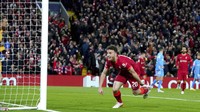 Liverpool mencetak gol lebih dulu di menit ke-13. Diogo Jota mencatatkan namanya di papan skor. AP Photo/Jon Super.