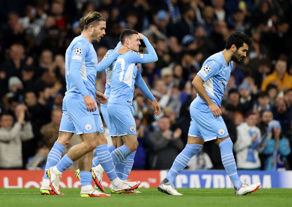 MANCHESTER, ENGLAND - NOVEMBER 03: Pep Guardiola, Manager of Manchester City reacts during the UEFA Champions League group A match between Manchester City and Club Brugge KV at Etihad Stadium on November 03, 2021 in Manchester, England. (Photo by Clive Brunskill/Getty Images)