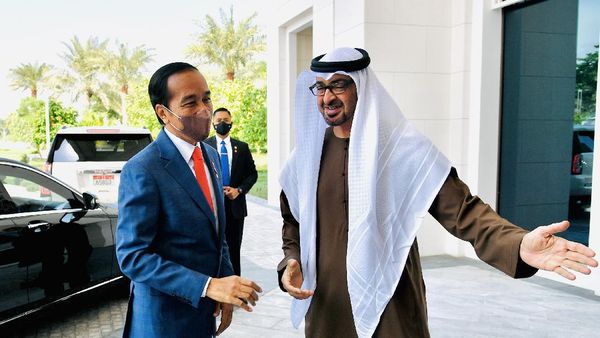 Momen Hangat Pertemuan Jokowi dan Pangeran MBZ di Abu Dhabi