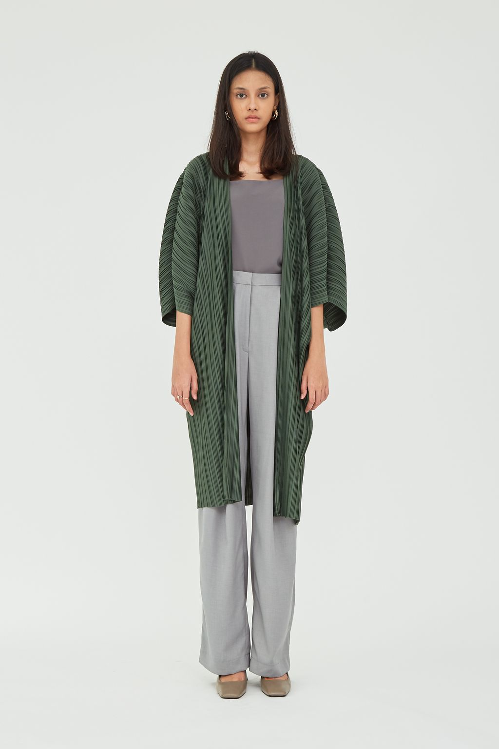 Shop at Velvet - Jacques Pleated Cardigan in Forest
